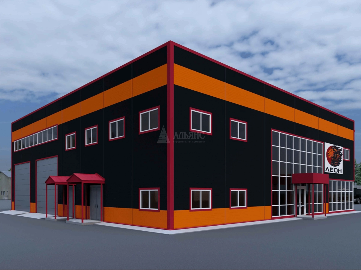 3D визуализация СТО с АБК из сэндвич-панелей - фото 3